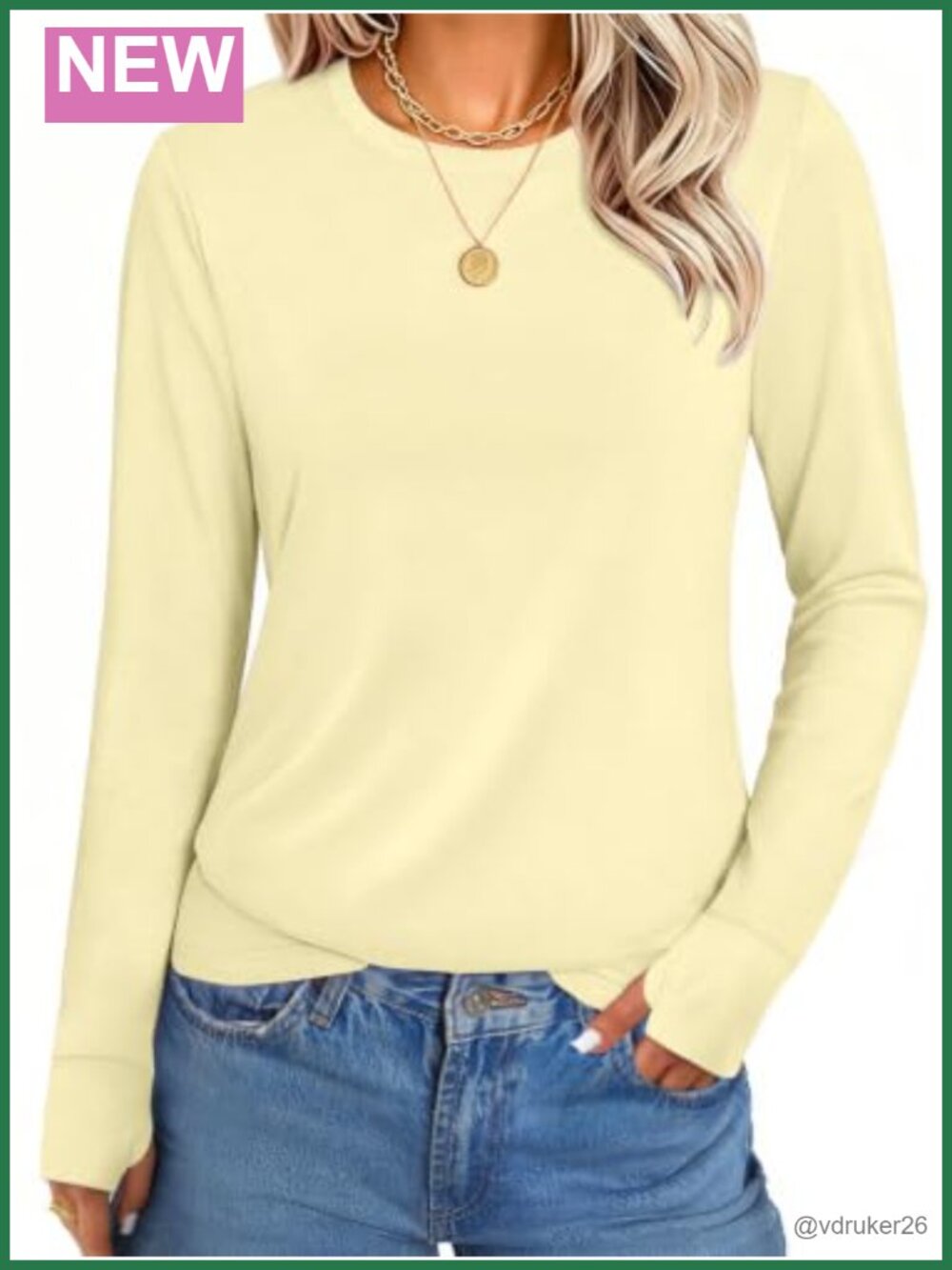 Womens Cotton Long Sleeve Tee Thumb Holes Crew Neck Casual Basic T-Shirt Fall